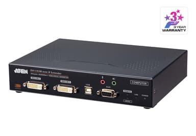 Aten DVI-I dubbel visningsenhet KVM over IP-sändare med internetåtkomst 