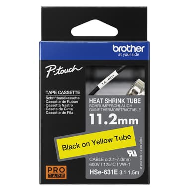 Brother Tape Varmekrympeslange 11.2mm HSe-631E Svart/Gul 