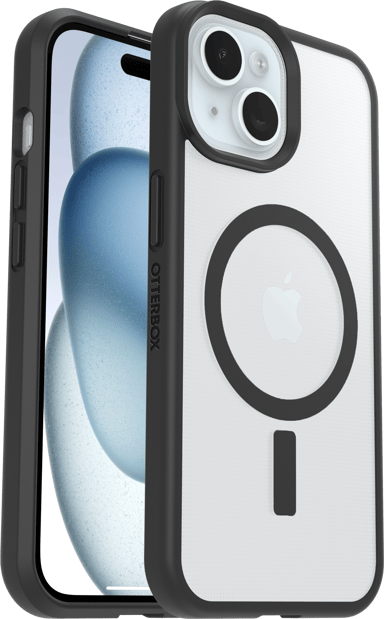 Otterbox React MagSafe Series iPhone 13, iPhone 14, iPhone 15, iPhone 16e Läpinäkyvä, Musta
