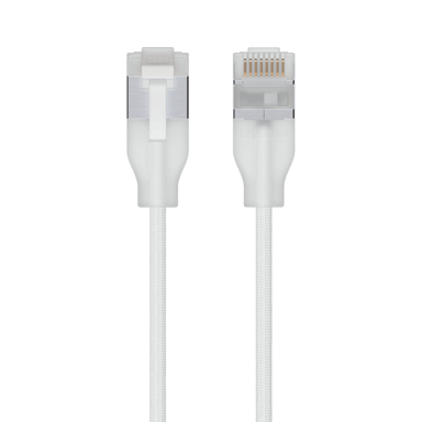 Ubiquiti Ultra-thin Braided Shielded RJ-45 Cat6a 0.3m. Gennemsigtig, Hvid