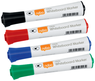 Nobo Pennot Glide Pyöreä 2mm Sekavärit 10kpl - Whiteboard 