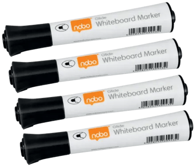 Nobo Pennat Glide Pyöreä 2mm Musta 10kpl - Whiteboard 