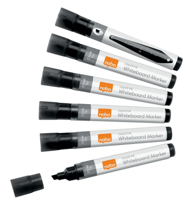 Nobo Pennen Vloeibaar Inkt Meestalpunt 4mm Zwart 10st - Whiteboard 