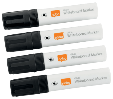 Nobo Pennor Glide Flytende Blekk Stor Meiselspiss 10mm Svart 4stk - Whiteboard