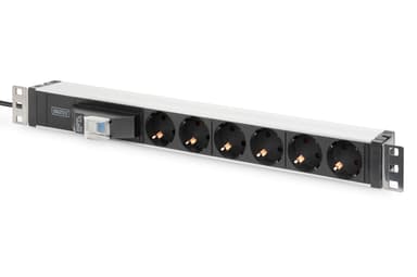 Digitus DN-95417 grenuttag 6 AC-utgångar 0U/1U Svart, Silver 