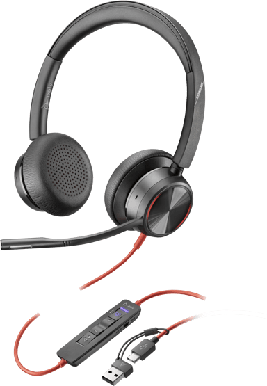HP Poly Blackwire 8225 Stereo USB-A, USB-C Microsoft Teams Zwart