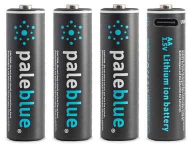 PALE BLUE Uppladdningsbart Batteri AA 4-Pack USB-C 