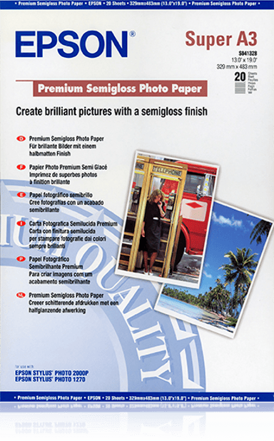 Epson Papir Photo Premium Semi Glossy A3+ 20-ark 250G 
