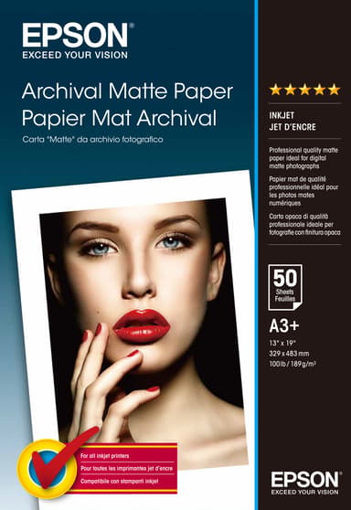 Epson Papir Archival Mattert A3+ 50-Ark 192g 