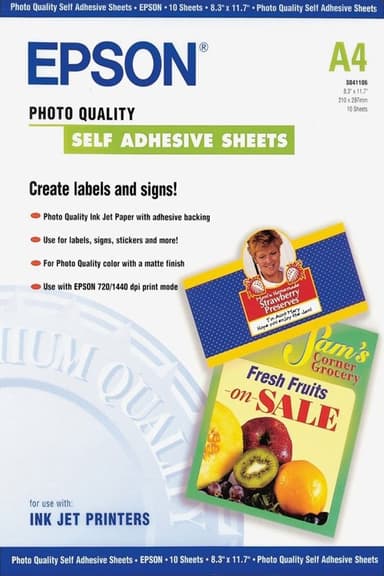Epson Papir Photo Quality Self-Adhesive A4 10-ark 167G 
