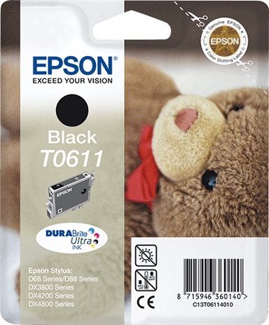 Epson Muste Musta T0611 D68/D88/DX4800/3800 