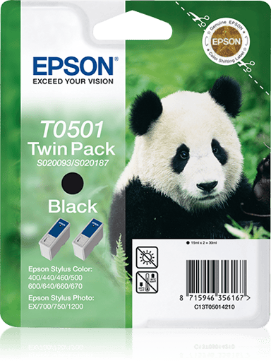Epson Blæk Sort Twin pack - STYLUS 440/640/660/