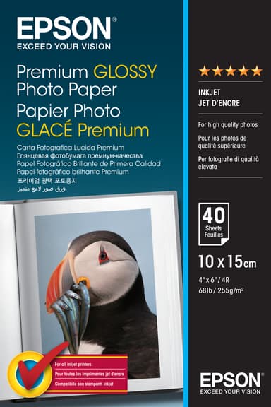 Epson Papir Photo Premium Glossy 10X15cm 40 Ark 255G 