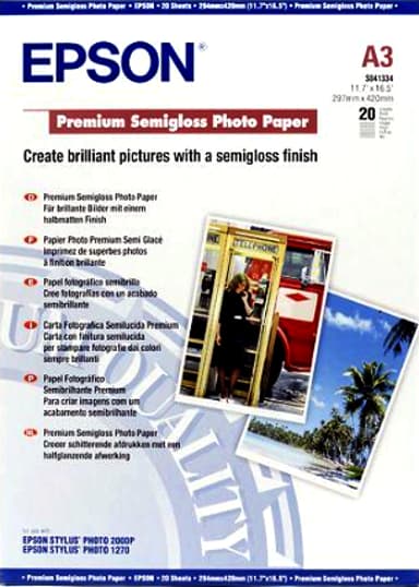 Epson Papper Photo Premium Semi Glossy A3 20-Ark 250g 