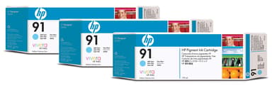 HP Muste Kevyt Syaani No.91 - Z6100 775ml 3-PACK 
