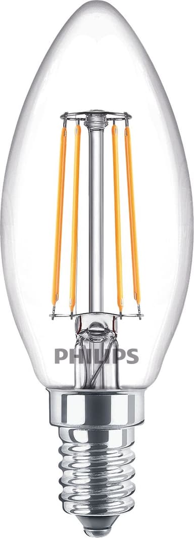 Philips LED E14 Kron Klar 3.4W (40W) 470 Lumen 2-Pack