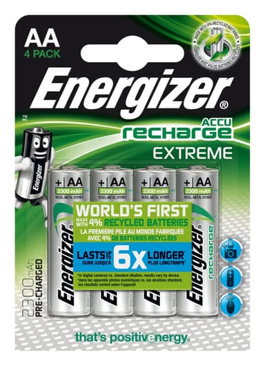 Energizer Batteri AA/LR6 Laddningsbara NiMh 2300mAh 4-Pack 