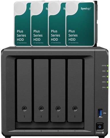 Synology DS925+ med 4 forudinstallerede 6TB-drev (i alt 24TB) 