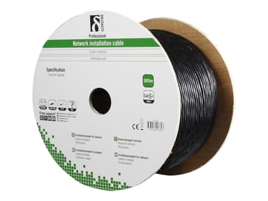 Deltaco Patch-kabel for utendørs bruk 305 meter  Svart Nei Cat6a 305m Sort