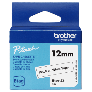 Brother Tape BTag-231 12mm Sort/Hvid