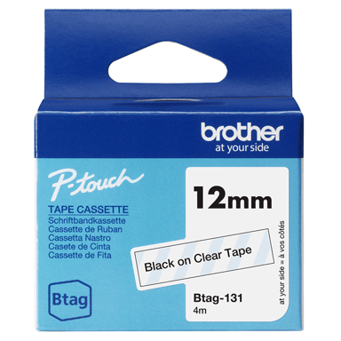 Brother Tape BTag-131 12mm Sort/Gennemsigtig
