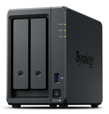 Synology DiskStation DS725+ data-opslag-server NAS Ryzen Embedded R1600 4 GB DDR4 0 TB Zwart 