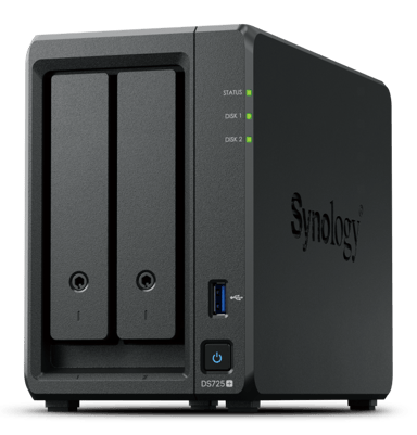 Synology DiskStation DS725+ datalagringsserver NAS Ryzen Embedded R1600 4 GB DDR4 0 TB Sort 
