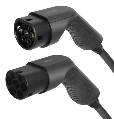 Deltaco E-Charge laddkabel, typ 2 till typ 2, 3 fas, 16A, 11KW, 7M, svart 7m Svart