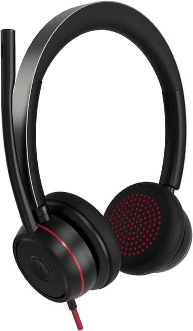 Voxicon UC03R – USB-kuulokkeet mikrofonilla, ENC:llä ja Teams-tuella (USB-A + USB-C) Stereo USB-A, USB-C Musta