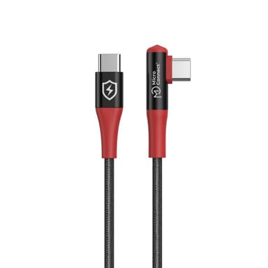 Microconnect Safe Charge Angled USB-C to C Data Blocker cable 1.5M 1.5m USB-C USB-C Musta, Punainen