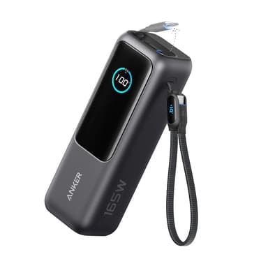 Anker Powerbank With Built-in USB-C Cable 165W 25000mAh Sort