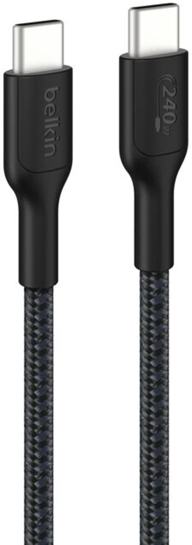 Belkin 240W 2.0 Braided PCR Cable 3m USB-C USB-C Noir, Svart
