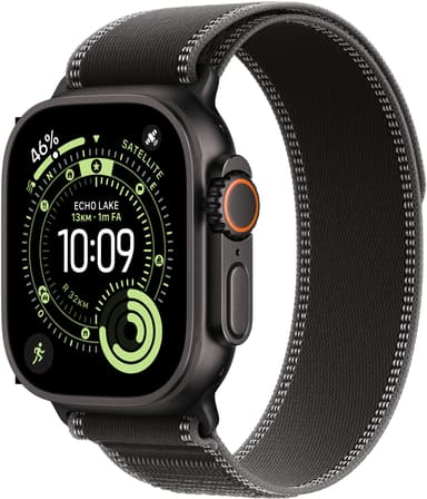 Apple Watch Ultra 3 GPS + Cellular 49mm Black Titanium Case with Black/Charcoal Trail Loop - S/M 
