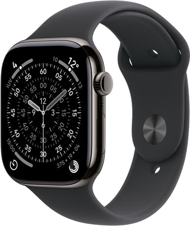 Apple Watch Series 11 GPS + Cellular 46mm Slate Titanium Case with Black Sport Band - M/L