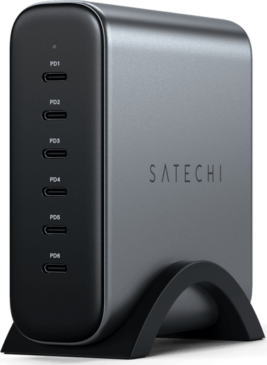 Satechi 200W USB-C 6-port GaN charger Harmaa