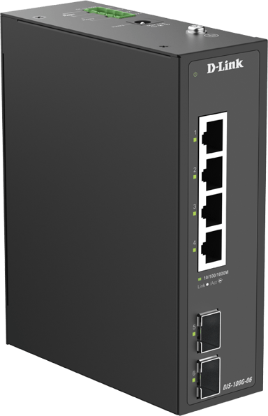 D-Link DIS-100G-06 netwerk-switch Unmanaged L2 Gigabit Ethernet (10/100/1000) DIN rail Zwart 