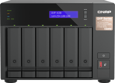 QNAP QVP-63B NAS- ja tallennuspalvelimet Tower Intel® Core™ i3 16 GB DDR4 0 TB musta 