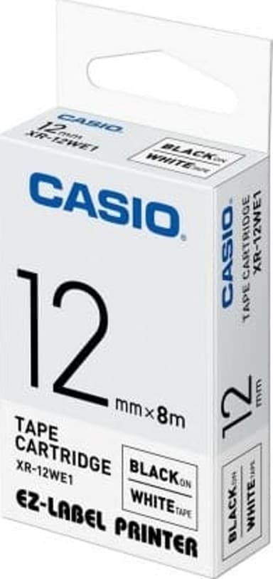 Casio Tape XR-12WES 12mm Svart/Hvit 