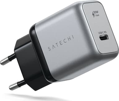 Satechi ST-UC30WCM - 30W USB-C PD GaN seinälaturi Hopea, Musta