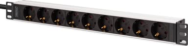 Digitus DN-95440 grenuttag 9 AC-utgångar 1U Svart, Silver 