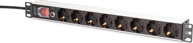 Digitus DN-95436 strømforsyningsenhed (PDU) 8 AC stikkontakt(er) 1U Sort, Sølv