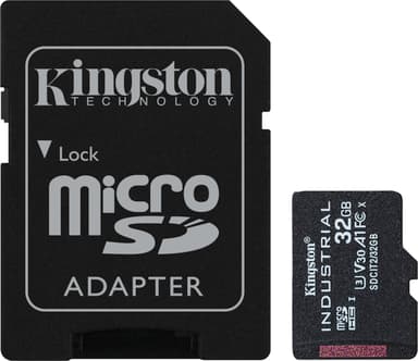 Kingston Technology 32GB microSDHC Industrial C10 A1 pSLC kort + SD-adapter 32GB MicroSDHC UHS-I