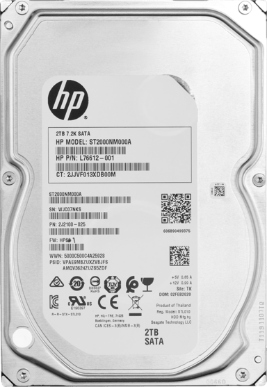 HP 2 TB 7 200 RPM SATA 3,5 tum för företag 3.5" 7200r/min SATA SATA HDD