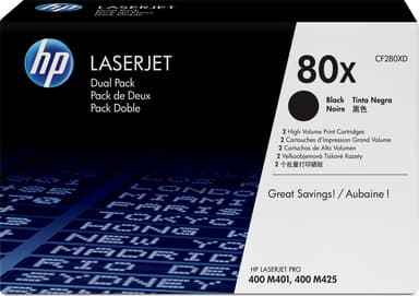 HP Toner Sort 80X 6.9K - CF280XD 2-Pack 