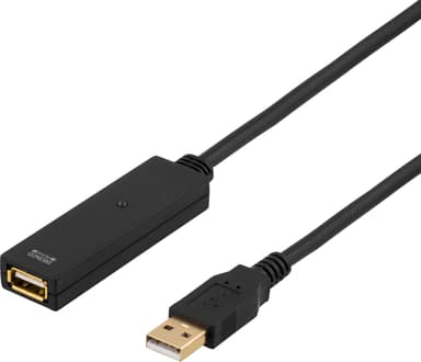 Deltaco USB2-Ex15m 15m USB-A USB-A Svart