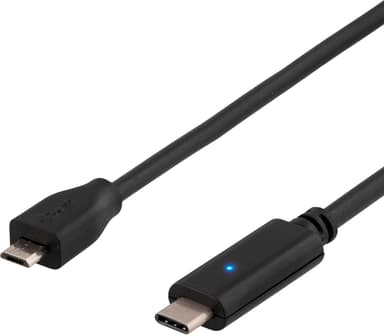 Deltaco USBC-1023 0.5m USB-C USB-A, Micro USB-B Musta