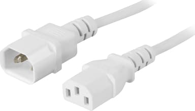 Deltaco Ext Cable PC Monitor Iec C13-C14 3m White 3m IEC C13 IEC C14 Valkoinen