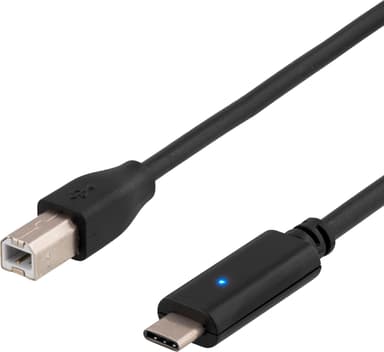 Deltaco USB-kabel 1m USB-C USB-B Svart