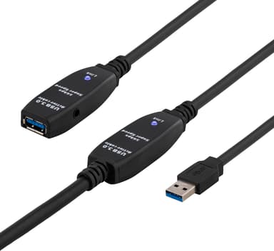 Deltaco USB3-1008 15m USB-A USB-A Svart