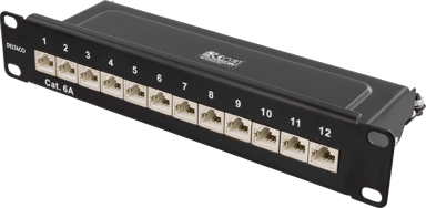 Deltaco Patchpanel Svart Cat 6A 1U